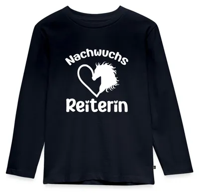 Produktbild von Spreadshirt Nachwuchs Reiterin | Pferdeliebe Mädchen Kinder Premium Langarmshirt, 122/128 (6 Jahre), Navy