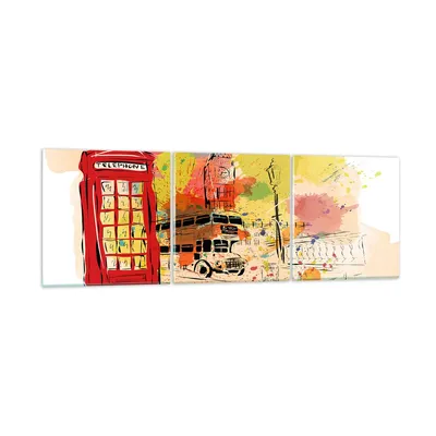Produktbild von Bilder auf glas - London Bus - 150x50cm - Glasbilder - Wandbilder - Bilder - Kunstdruck - zum Aufhängen bereit - Wanddekoration aus Glas - Glas Bilder - Wandbild auf Glas - 3 Teile - GCA150x50-3920