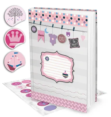 Produktbild von Babytagebuch DIN A4 rosa pink Blankobuch  + 35 Aufkleber