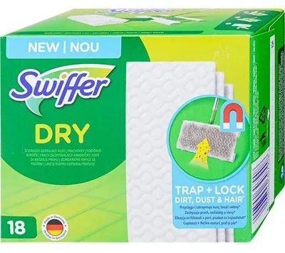 Utierky na podlahu,suché, náhradná nápň, 18 ks, SWIFFER "Dry"