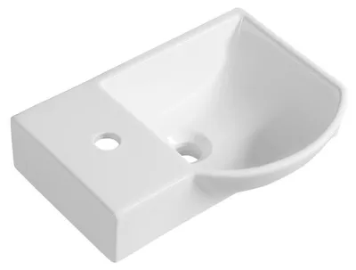 Productafbeelding van Sapho LITOS hoekwastafel van keramiek, 45x32 cm, met watermengkraan aan de linkerkant, wit