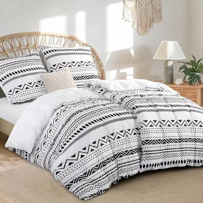 Produktbild von Unyqoos® Stylish Boho Baumwoll-Bettbezug Set 4-teilig mit Reißverschluss für Komfort und Bequemlichkeit