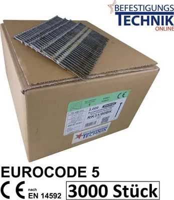 Produktbild von 20° RK Streifennägel 3,1x80mm ring verzinkt für Nagler Bostitch Prebena Paslode KMR BeA 3,0M P