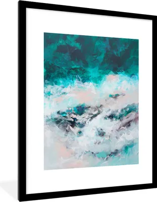 Produktbild von MuchoWow® Gerahmtes Poster Abstrakt - Meer - Blau - Farbe 60x80 cm - Poster mit Schwarzem Bilderrahmen Wandposter Rahmen Foto Bilder - Wohnzimmer - Dekorationen - Prämie
