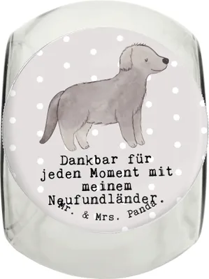 Produktbild von Mr. & Mrs. Panda Dose Neufundländer Moment L 870ml - Grau Pastell - Geschenk, Vorratsglas, Vorratsbehälter, Leckerli, Newfoundland, glasbehälter, Keksdose