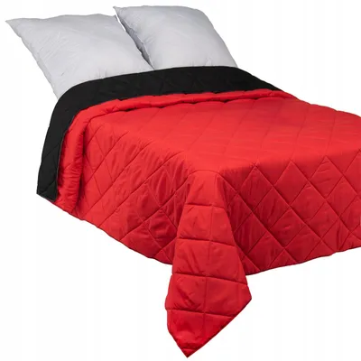 Produktbild von Polskie Tkaniny Gesteppte Tagesdecke 220x240 Wendbar Rot-Schwarz