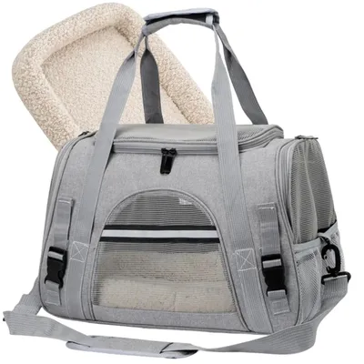 Image de Sac de transport en filet respirant pour chats et chiens, lot comprenant un lit et une sangle
