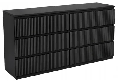 Produktbild von Kommoden mit geriffelten Fronten und Schubladen, SCHWARZ, 120 cm, 6 Schubladen, für Schlafzimmer und Wohnzimmer