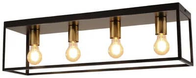 Zdjęcie produktu dla Industrialna lampa sufitowa w stylu vintage, 4 punkty świetlne, wymiary 72x18x20 cm, kolor czarny