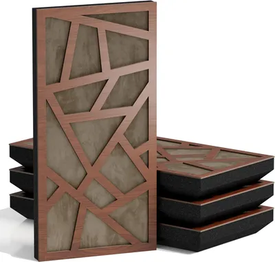 Produktbild von 10er-Set Schmale Akustikpaneele SKYROSS-F Samt 50x25 cm, Nussbaum/Beige