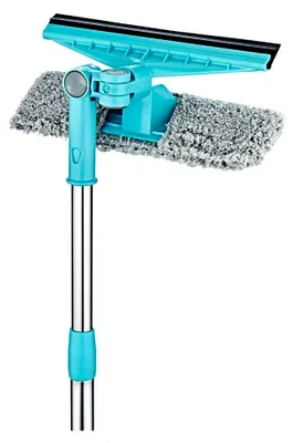 Produktbild von Fensterwischer Fensterabzieher mit Teleskopstange ausziehbar bis 130 cm - Fensterreiniger für streifenfreies Abziehen, Leichtgewicht, Fensterputzer mit Mikrofaserbezug
