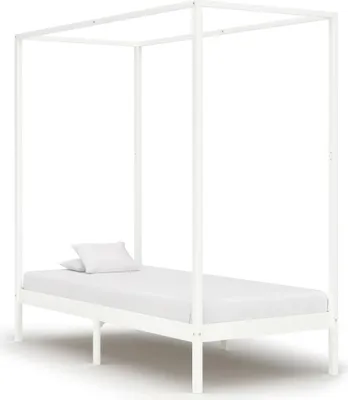 Produktbild von "2026 Promotion" Himmelbett-Gestell Weiß - Massivholz Kiefer 90 x 200 cm - Polsterbett CC2896