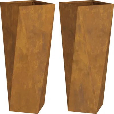 Image de Bac à plantes 2 pcs Rouillé 30 x 30 x 75 cm Acier résistant aux intempéries