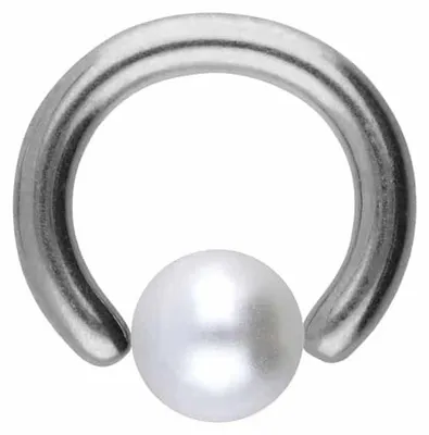 Produktbild von Intim-Piercing, Septum Piercing Chirurgenstahl Klemmkugelring SYNTHETISCHE PERLE Farbe: Silber + Perlengröße: 4mm Innendurchmesser: 7mm + Stabstärke: 1,6mm