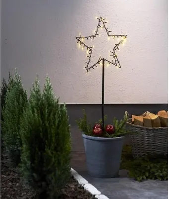 Produktbild von Star Trading LED-Gartenstecker Spiky Stern 60 LED warmweiß 92 cm schwarz