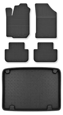 Image de Tapis en caoutchouc + bac de coffre pour Renault Scenic I 1996-2003 – 5 pièces, noirs, semi-universel, adapté