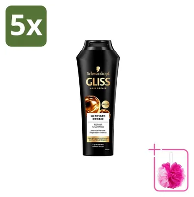 Produktbild von 5 x Gliss Kur Ultimate Repair Shampoo für beschädigtes Haar 250 ml - Sparpackung - 5 Stücke