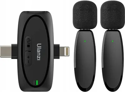 Zdjęcie produktu dla 2x Mikrofon Bezprzewodowy ULANZI 3w1 - USB TYPE-C iPhone Lightning 3,5mm / V6
