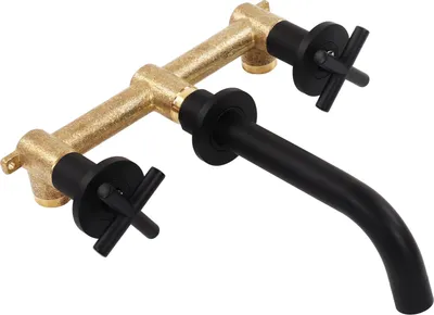 Image de Robinet d'évier mural bec mélangeur chaud et froid Robinet de baignoire pour salle de bain Filetage interne et externe G1/2