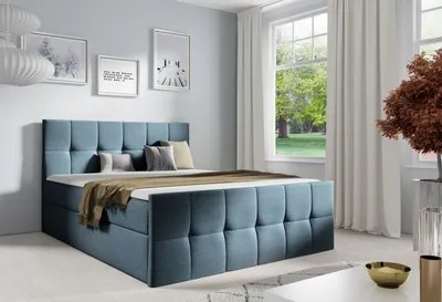 Produktbild von Einzelbett CHLOE – 120x200, blau 2 + Gratis-Topper