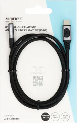 Image de Yanec USB-C vers USB-C Câble de charge et de données 1 m nylon (100 W)