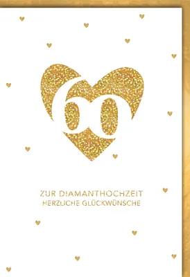 Produktbild von Diamanthochzeit - Glückwunschkarte im Format 11,5 x 17 cm - Herz