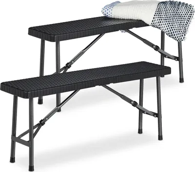 Image de relaxdays Bancs de bière 10035746_0 noir plastique 100,0 cm, 2 pcs.