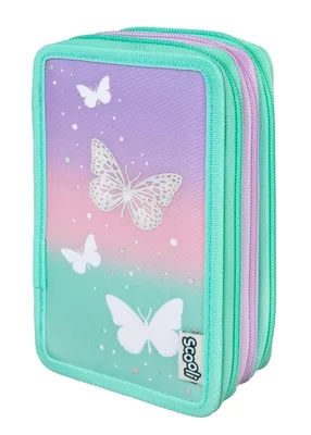 Produktbild von Scooli BUFI0421, Weiches Federmäppchen, Aqua-Farbe, Pink, Violett, Abbildung, Drinnen, Mädchen, Reißverschluss
