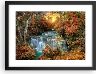Produktbild von Gerahmtes Poster - Schwarzer Rahmen - Park Wasserfall Wasser - 40x30 cm - Wand Bild - Wanddeko - Wandbilder - Kunstposter - Wandposter - Bilderrahmen - Bilder - Kunstdruck - Wandbild - P2BAA40x30-3995