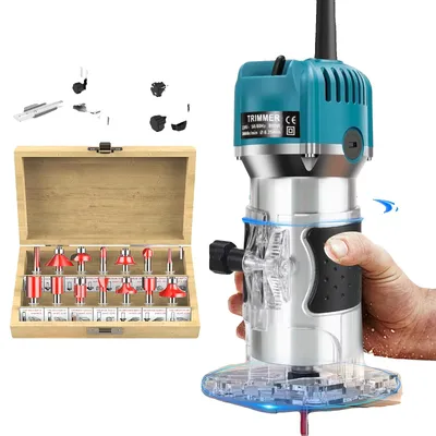 Obrázek produktu pro Elektrická frézka, 800 W, vysokorychlostní frézka s 30 000 ot./min, s 15 vrtáky