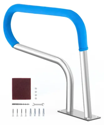 Imagen del producto de VEVOR, barandilla para piscina, 805 x 100 x 585 mm, escalera de acero inoxidable para piscinas con placa base, apta para piscinas interiores y exteriores, ayuda para el acceso a la piscina, barra de sujeción de acero inoxidable