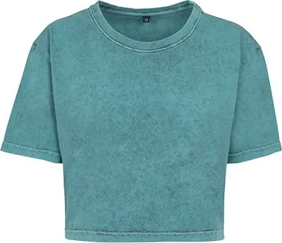Immagine prodotto di Build Your Brand BY054 | Damen Acid Washed Cropped Tee - Farbe: Nero alzavola - Größe: XS