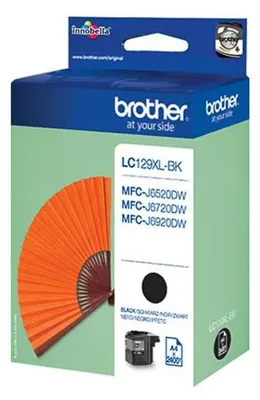 Obrázok produktu pre Brother LC129XLBK, Vysoký (XL) výnos, Čierna, 1 kusov, 2400 strany, Balenie po jednom kuse