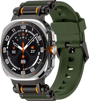 Produktbild von Für Samsung Galaxy Watch Ultra 2 2025 / Watch Ultra 47mm Silikon Metall Band Grün / Schwarz
