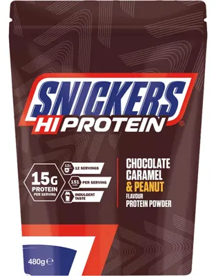 Produktbild von Mars Snickers HiProtein Powder 480 g Snickers (Schokolade-Karamell-Erdnuss) / Whey Protein / Leckeres Whey Protein mit dem unverwechselbaren Geschmack von Snickers-Riegeln