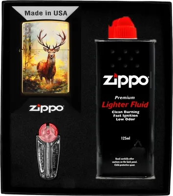 Produktbild von ZIPPO Feuerzeug-Set WATERCOLOR DEER DESIGN Geschenk No1