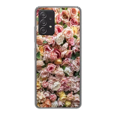 Produktbild von MuchoWow® Handyhülle Schutzhülle Hülle für Samsung galaxy a73 Rosen - Farben - Wand Silikon Softcase Handy Hülle - Handyhülle