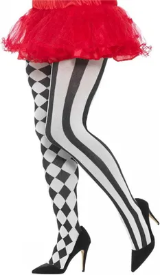 Produktbild von Schwarz-weiße Harlekin Cosplay Strumpfhose Plus Size