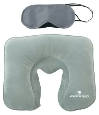 Immagine prodotto di Set da viaggio con cuscino da viaggio e maschera per dormire, grigio, 2 pezzi
