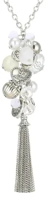 Produktbild von Bulinlin Silber Kette mit Anhänger und Quasten - Modeschmuck für Damen - Langes