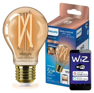 Produktbild von Philips WiZ Smart LED A60 Birne 7W = 50W E27 Gold 640lm CCT 2000K - 5000K Dimmbar App Google Alexa Apple WiFi
