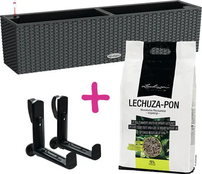 Produktbild von Balkonkasten Staterset Lechuza BALCONERA Kunststoff 80 x 19 x 19 cm granit inkl. Erdbewässerungsystem, Pflanzeinsatz, Su