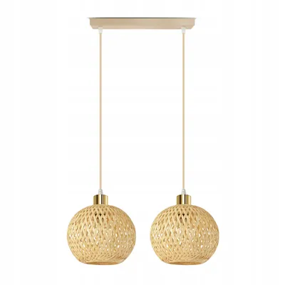 Produktbild von Luxolar LED Pendelleuchte 2-flammig E27 Rattan Boho Beige/Grau - Verstellbar Hängelampe für Wohnzimmer, Esszimmer