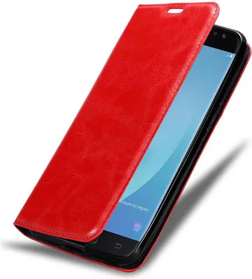 Produktbild von Cadorabo Hülle für Samsung Galaxy J7 2018 Schutz Hülle in Rot Handyhülle Etui Case Cover Magnetverschluss