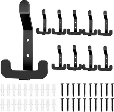 Produktbild von Stahl Wandhalter - 10 Haken - schwarz - für Schlafzimmer - Badezimmer und Küche