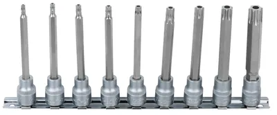Produktbild von KS Tools 911.3980, Steckschlüssel-Satz, 3/8", 9 Kopf/Köpfe, Chrom-Vanadium-Stahl, DIN 3120, ISO 1174, 650 g