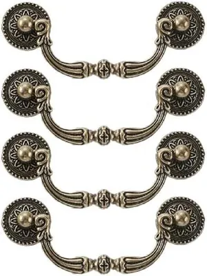 Produktbild von 4 Stück Vintage Möbelgriff Zinklegierung Schrankgriffe Schubladengriffe 96mm Lochabstand Küchengriffe Europäischer Griff für Schubladen und Schränke