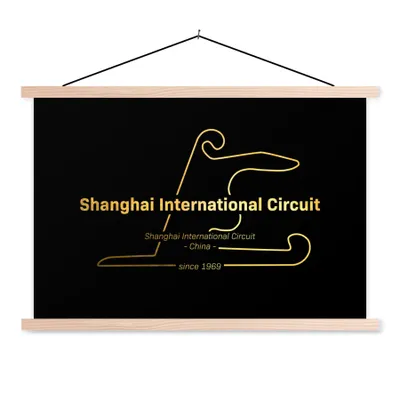 Produktbild von MuchoWow® Textilposter Formel 1 - Shanghai - Rennstrecke 120x80 cm mit holzfarbenen Rahmen - Aufhängeset