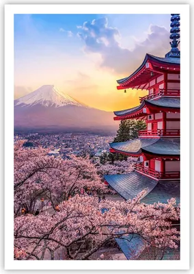 Produktbild von Poster - Poster ohne Rahmen - Fuji Choreito Pagode - 70x100 cm - Wand Bild - Wanddeko - Wandbilder - Kunstposter - Wandposter - Bilder - Kunstdruck - Wanddekoration - Wandbild - P2XPA70x100-4547