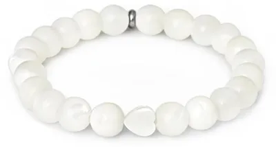 Produktbild von Perlenarmband MINK148/17, 17 cm, 0,8 cm Perlendurchmesser, elastisch mit Herzsymbol